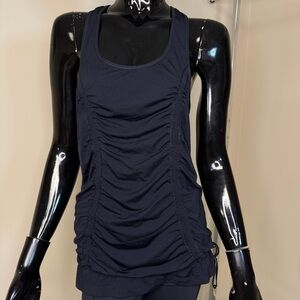 Lululemon Scrunch Back Clinch Waistband Racerback Tank – Black Stripe, Size 6